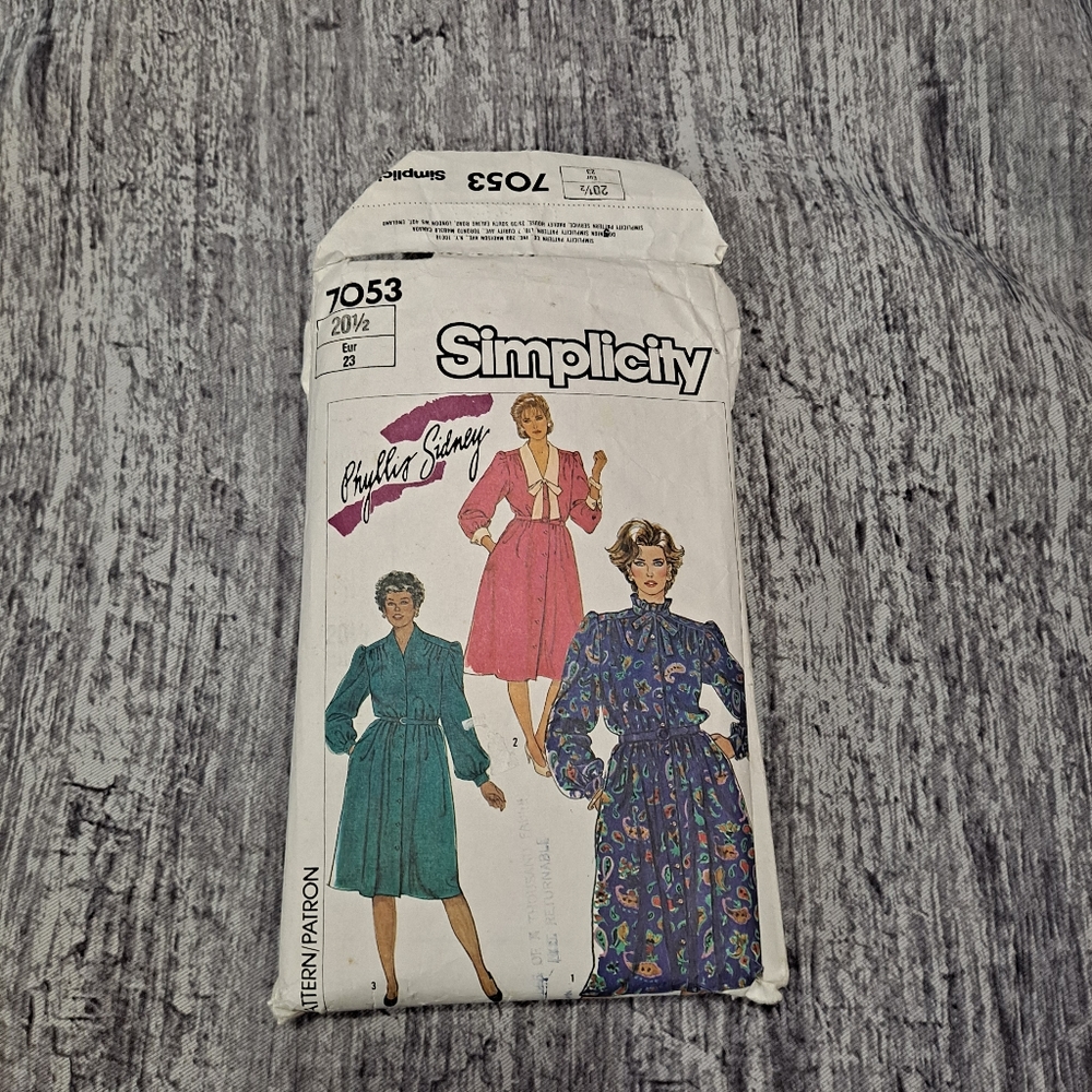 Dress With Bodice Variations, 80s Simplicity Pattern #7053